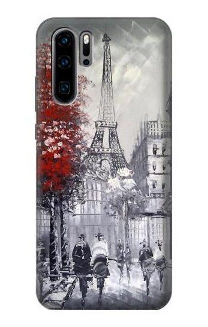 S1295 Eiffel Painting of Paris Etui Coque Housse pour Huawei P30 Pro