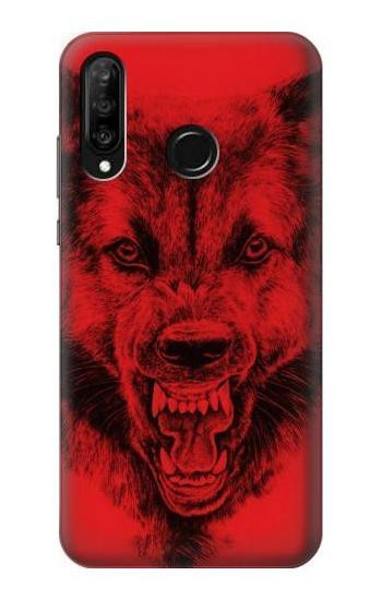 S1090 Red Wolf Etui Coque Housse pour Huawei P30 lite