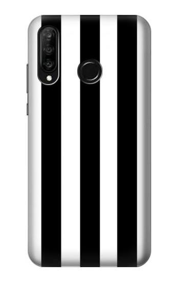 S2297 Black and White Vertical Stripes Etui Coque Housse pour Huawei P30 lite