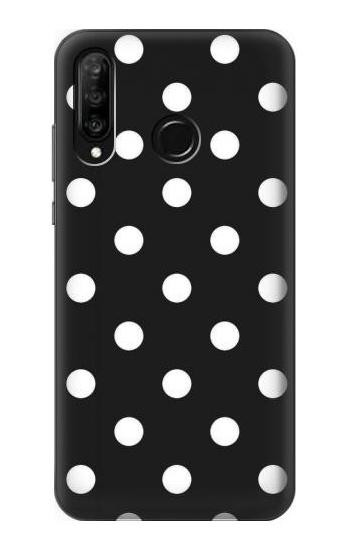 S2299 Black Polka Dots Etui Coque Housse pour Huawei P30 lite