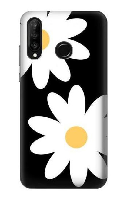 S2315 Daisy White Flowers Etui Coque Housse pour Huawei P30 lite