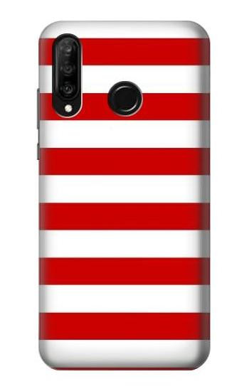 S2364 Red and White Striped Etui Coque Housse pour Huawei P30 lite