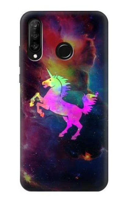 S2486 Rainbow Unicorn Nebula Space Etui Coque Housse pour Huawei P30 lite