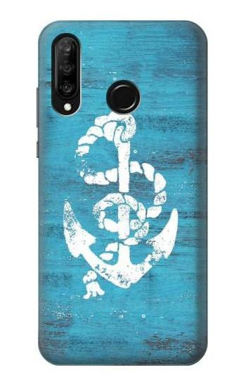 S3053 Marine Anchor Blue Etui Coque Housse pour Huawei P30 lite