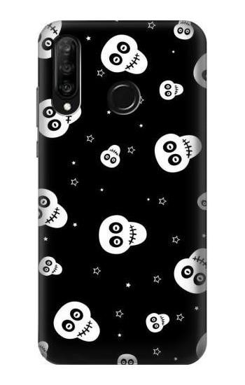 S3261 Smile Skull Halloween Pattern Etui Coque Housse pour Huawei P30 lite