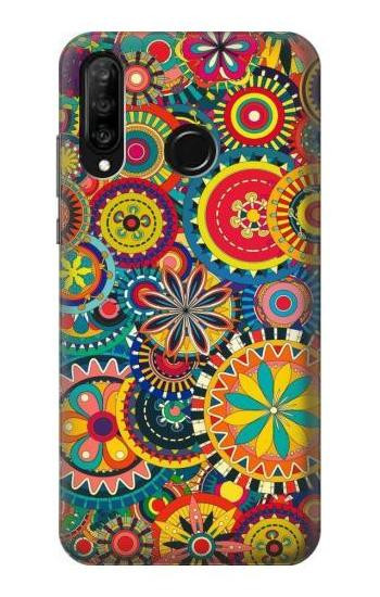 S3272 Colorful Pattern Etui Coque Housse pour Huawei P30 lite
