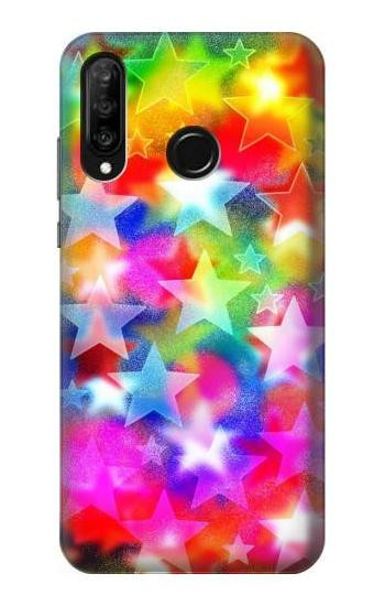 S3292 Colourful Disco Star Etui Coque Housse pour Huawei P30 lite