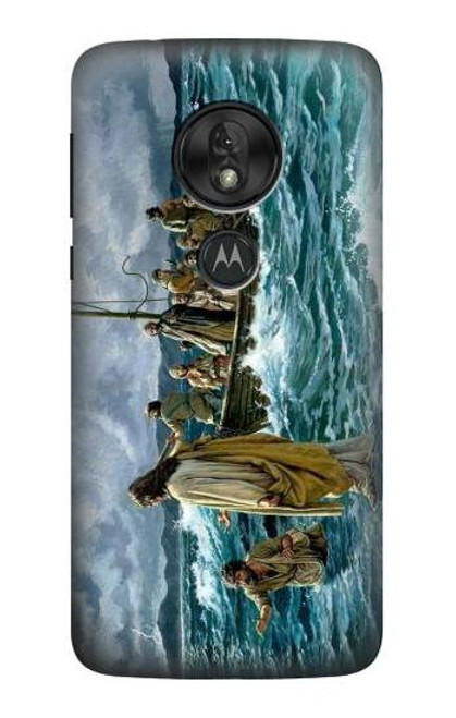 S1722 Jesus Walk on The Sea Etui Coque Housse pour Motorola Moto G7 Power
