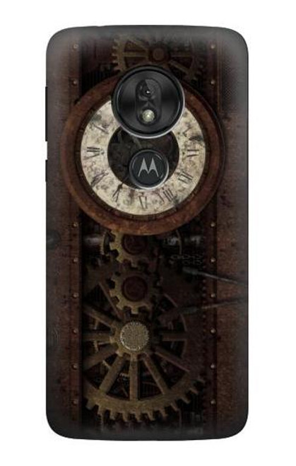 S3221 Steampunk Clock Gears Etui Coque Housse pour Motorola Moto G7 Power