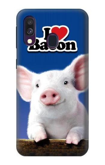 S0608 I Love Bacon Cute Baby Pig Etui Coque Housse pour Samsung Galaxy A40