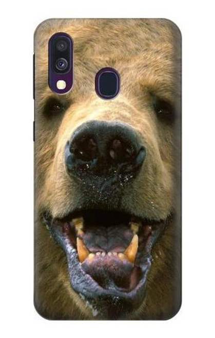 S0840 Grizzly Bear Face Etui Coque Housse pour Samsung Galaxy A40