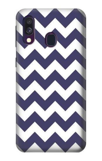 S2345 Navy Blue Shavron Zig Zag Pattern Etui Coque Housse pour Samsung Galaxy A40