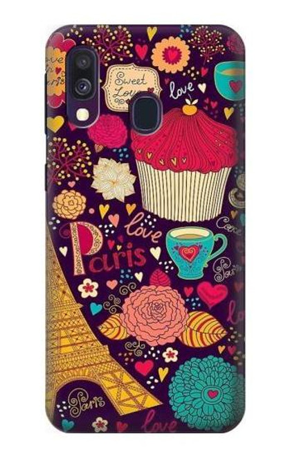 S2353 Paris Cartoon Vintage Pattern Etui Coque Housse pour Samsung Galaxy A40