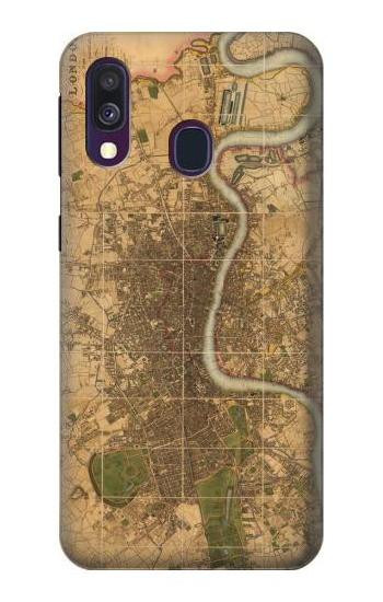 S3230 Vintage Map of London Etui Coque Housse pour Samsung Galaxy A40