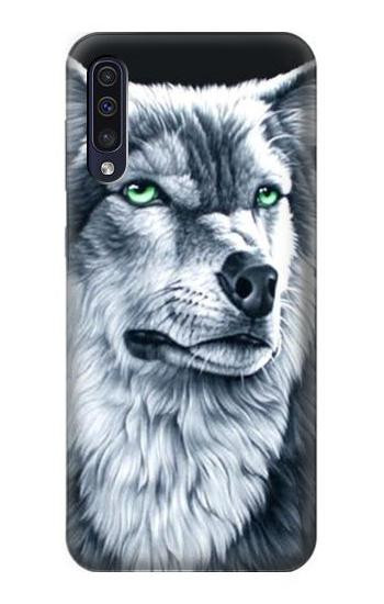 S0123 Grim White Wolf Etui Coque Housse pour Samsung Galaxy A50