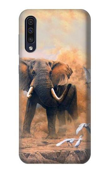 S1292 Dusty Elephant Egrets Etui Coque Housse pour Samsung Galaxy A50