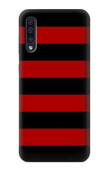 S2638 Black and Red Striped Etui Coque Housse pour Samsung Galaxy A50
