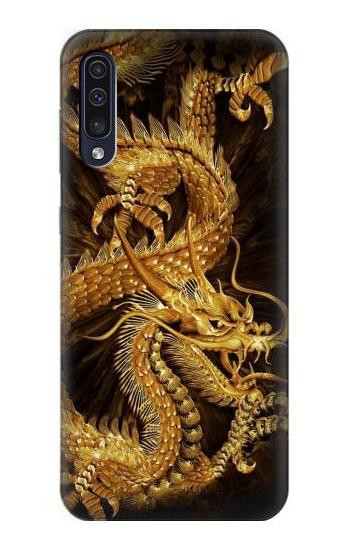 S2804 Chinese Gold Dragon Printed Etui Coque Housse pour Samsung Galaxy A50