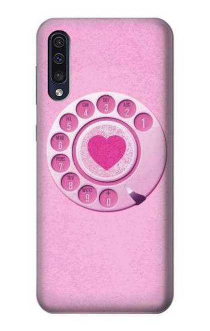 S2847 Pink Retro Rotary Phone Etui Coque Housse pour Samsung Galaxy A50