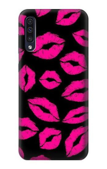 S2933 Pink Lips Kisses on Black Etui Coque Housse pour Samsung Galaxy A50
