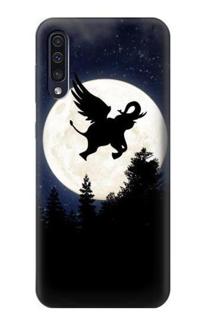 S3323 Flying Elephant Full Moon Night Etui Coque Housse pour Samsung Galaxy A50