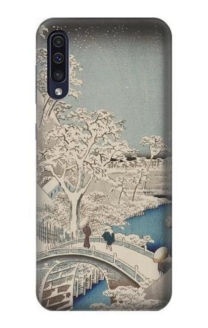 S3350 Utagawa Hiroshige Drum Bridge Yuhi Hill in Meguro Etui Coque Housse pour Samsung Galaxy A50