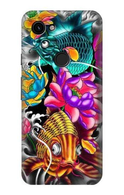 S1630 Poissons japonais Oriental Tatouage Etui Coque Housse pour Google Pixel 3a