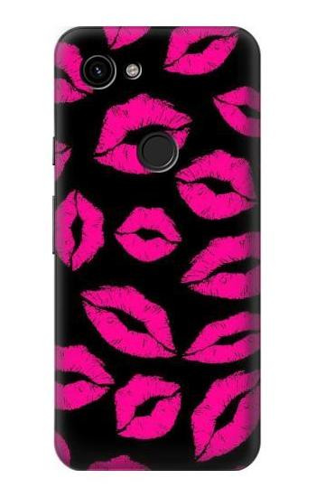 S2933 Bisous Rose Lips sur Noir Etui Coque Housse pour Google Pixel 3a