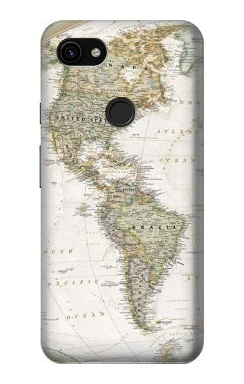 S0604 Carte du monde Etui Coque Housse pour Google Pixel 3a XL