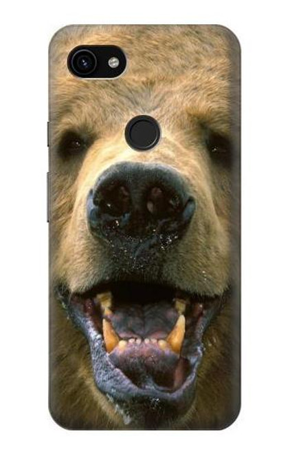 S0840 Grizzly Bear visage Etui Coque Housse pour Google Pixel 3a XL