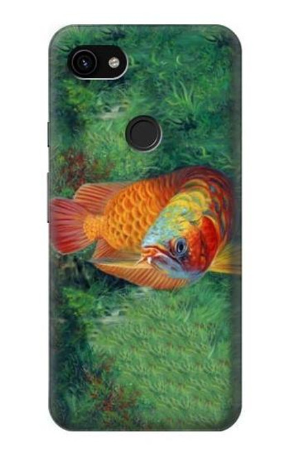 S1157 Rouge Arowana Poisson Etui Coque Housse pour Google Pixel 3a XL