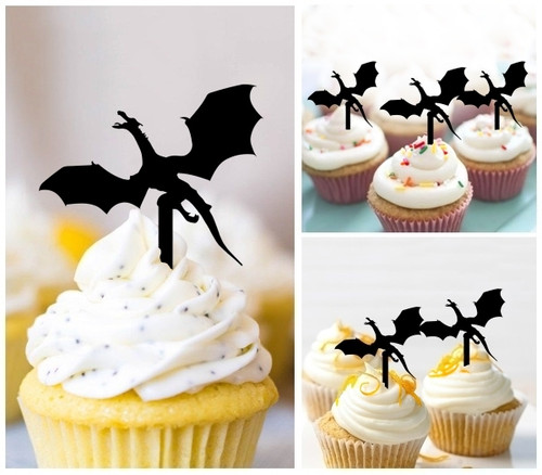 TA1056 Dragon Fly Monster Cupcake Toppers Acrylique De Mariage Joyeux anniversaire pour Gâteau Partie Décoration 10 Pièces