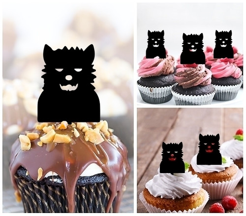 TA1057 Cute Werewolf Monster Cupcake Toppers Acrylique De Mariage Joyeux anniversaire pour Gâteau Partie Décoration 10 Pièces