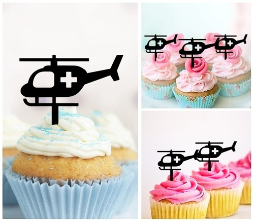 TA1064 Ambulance Delivery First Aid Flight Cupcake Toppers Acrylique De Mariage Joyeux anniversaire pour Gâteau Partie Décoration 10 Pièces