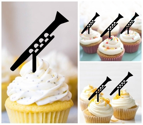 TA1066 Bb Clarinet Music Instrument Cupcake Toppers Acrylique De Mariage Joyeux anniversaire pour Gâteau Partie Décoration 10 Pièces