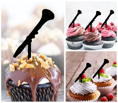 TA1067 Oboe Music Instrument Cupcake Toppers Acrylique De Mariage Joyeux anniversaire pour Gâteau Partie Décoration 10 Pièces