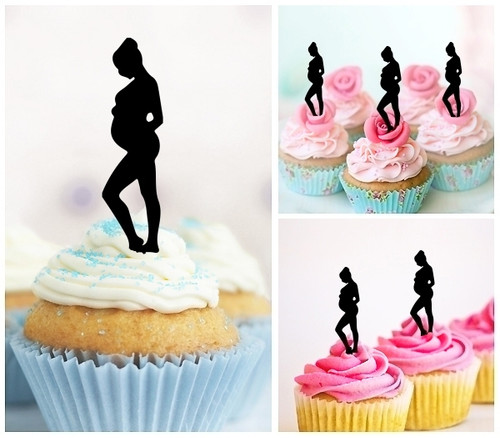 TA1094 Pregnancy Infant Mom Cupcake Toppers Acrylique De Mariage Joyeux anniversaire pour Gâteau Partie Décoration 10 Pièces