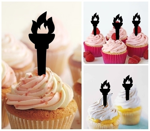 TA1112 Game Fire Flame Cupcake Toppers Acrylique De Mariage Joyeux anniversaire pour Gâteau Partie Décoration 10 Pièces