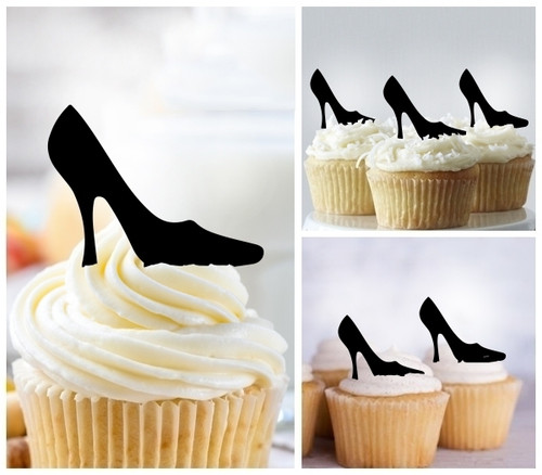 TA1115 Women Shoe High Heel Cupcake Toppers Acrylique De Mariage Joyeux anniversaire pour Gâteau Partie Décoration 10 Pièces