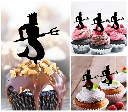 TA1117 Neptune Greek God Poseidon Cupcake Toppers Acrylique De Mariage Joyeux anniversaire pour Gâteau Partie Décoration 10 Pièces