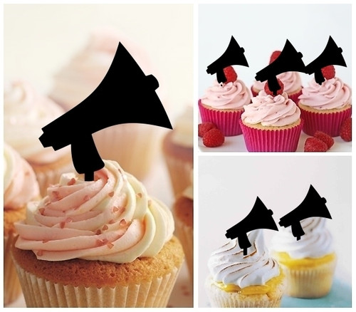 TA1140 Megaphone Cheer Cupcake Toppers Acrylique De Mariage Joyeux anniversaire pour Gâteau Partie Décoration 10 Pièces