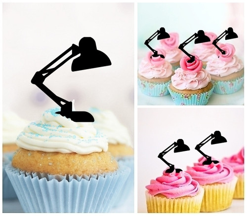 TA1171 Desk Lamp Cupcake Toppers Acrylique De Mariage Joyeux anniversaire pour Gâteau Partie Décoration 10 Pièces