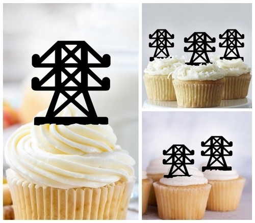 TA1265 Electric Tower Cupcake Toppers Acrylique De Mariage Joyeux anniversaire pour Gâteau Partie Décoration 10 Pièces