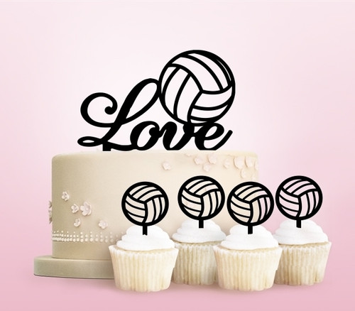 TC0234 Love Volleyball Cake Cupcake Toppers Acrylique De Mariage Joyeux pour Gâteau Partie Décoration 11 Pièces