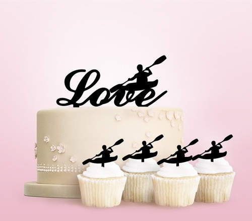 TC0262 Sea Kayak Canoe Cake Cupcake Toppers Acrylique De Mariage Joyeux pour Gâteau Partie Décoration 11 Pièces