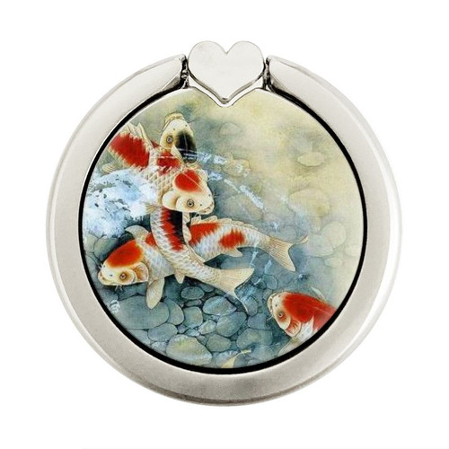 S1654 Koi Carp Fish Art Painting Graphique Porte-Bague et Pop Up Grip doigt Socket Support