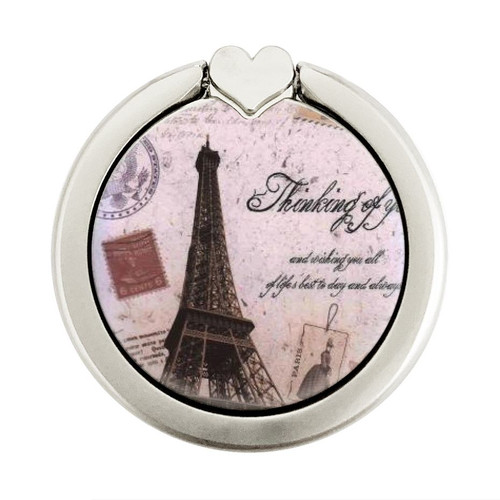 S2211 Paris Postcard Eiffel Tower Graphique Porte-Bague et Pop Up Grip doigt Socket Support
