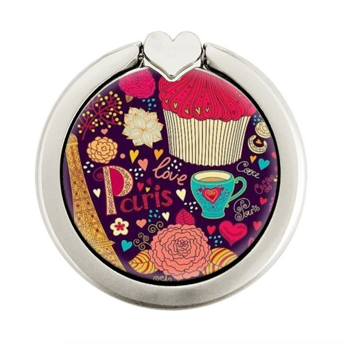 S2353 Paris Cartoon Vintage Pattern Graphique Porte-Bague et Pop Up Grip doigt Socket Support