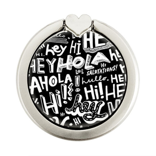 S2744 Hey Hi Hello Art Pattern Graphique Porte-Bague et Pop Up Grip doigt Socket Support