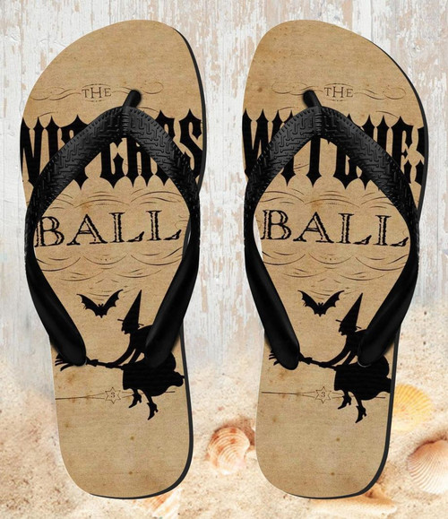 FA0302 Vintage Halloween The Witches Ball Tongs Sandales Slipper été Plage Flip Flops Unisex